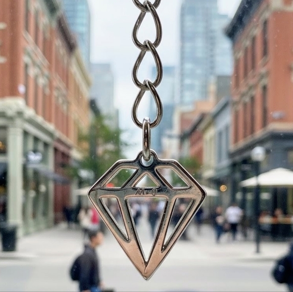 Italian Sterling Silver Reversible Herringbone Necklace with Diamond-Shaped Tag - Picture 10 of 10